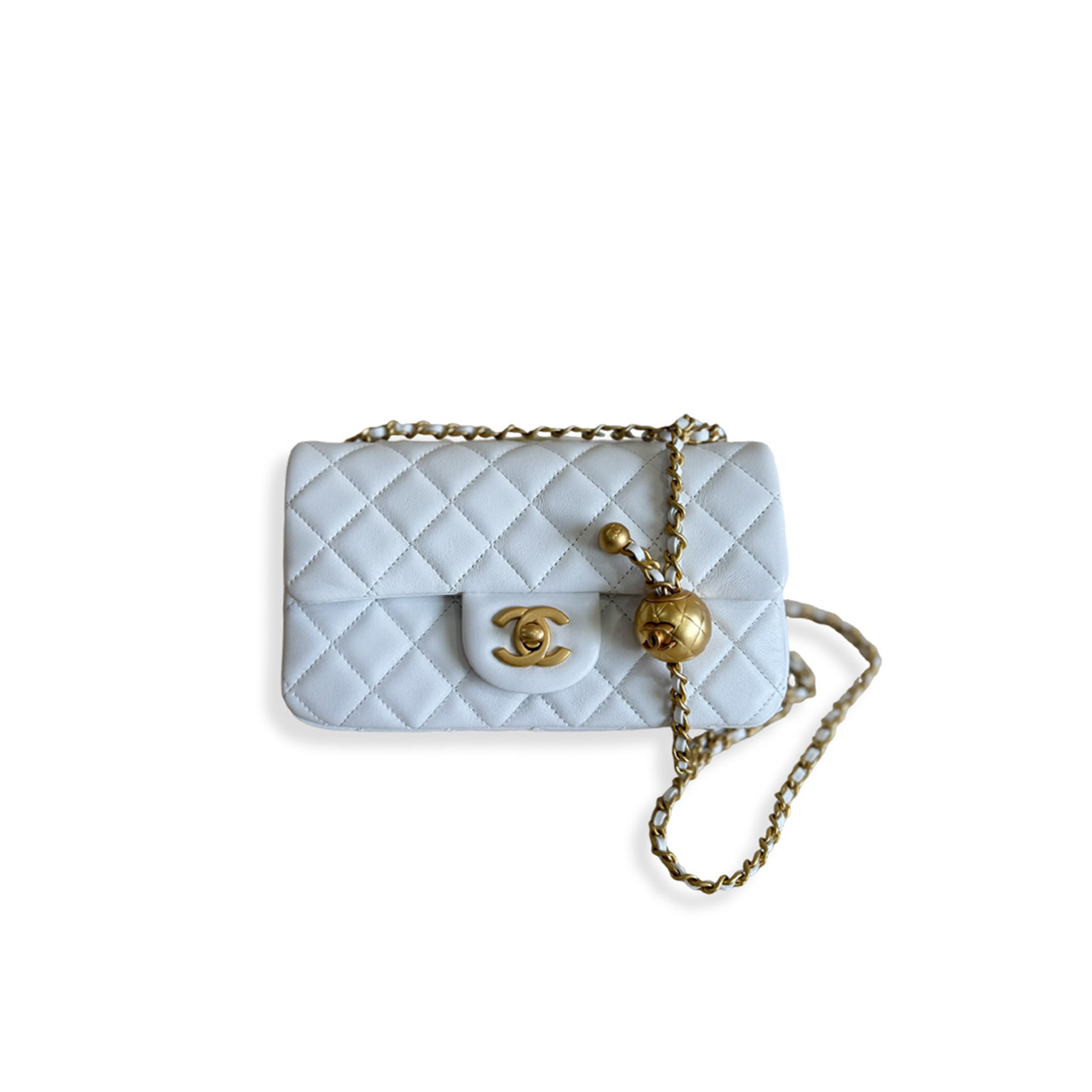 CHANEL LAMBSKIN QUILTED MINI RECTANGULAR PEARL CRUSH FLAP AS1787 (20*13*7cm)